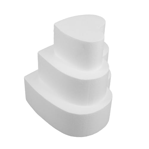 Anneome 3 STÜCKE Herzförmige Schaumstoff kuchenmodelle für Dekorieren und Hochzeit Deko DIY Backen Übung Tortendummy Weiß von Anneome
