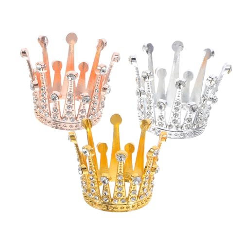 Anneome 3 Stück Mini Krone Tortenaufsatz Krone mit Strass für Kuchen Dekorationen für Geburtstagsfeiern und Hochzeiten Gold Silber und Roségold von Anneome