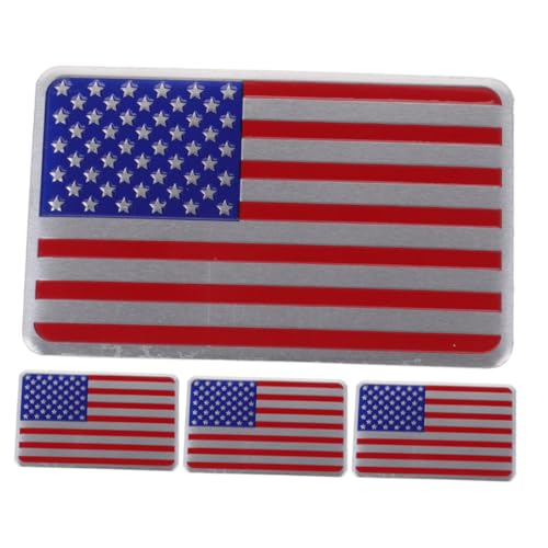Anneome 4 Stück Amerikanische Flagge Autoaufkleber aus Metall Kratzfest Patriotisches Design Einfache Selbstmontage Geeignet für Auto Lkw Motorrad Helm Fenster Outdoor-nutzung von Anneome