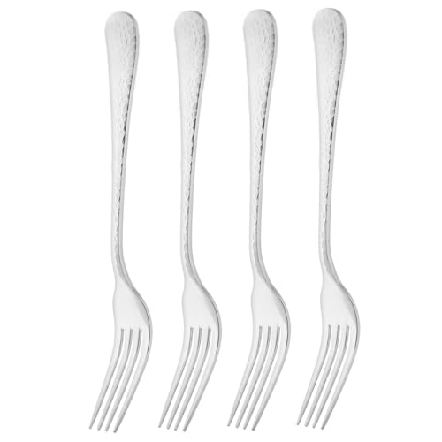 Anneome 4 Stück Gabeln Teilig Hammered Design Robuste und Hygienische Essbesteck für Zuhause und Spülmaschinenfest Tischgabeln für Ihren Esstisch von Anneome
