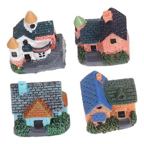 Anneome 4 Stück Miniatur Villa Harz Dekorative Figuren für Feengarten und Mikro Landschaften Künstliche Gartenhaus Dekorationen für Zuhause von Anneome