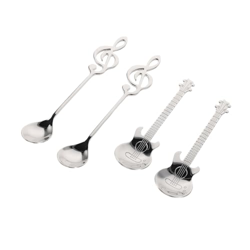 Anneome 4 Stück Musik aus rostfreiem Stahl Musiklöffel für Marmelade Kaffee Teelöffel kreative süße Löffel Music Note Mixing Spoon Musiknote rührender Löffel Edelstahl 304 Silber von Anneome