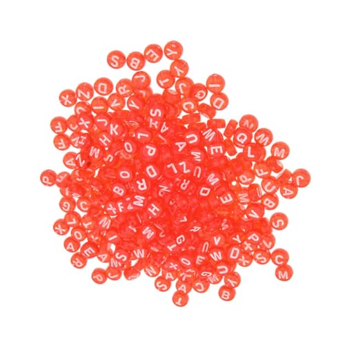 Anneome 400 Stück rote Perlen quadratische Buchstabenperlen kleine Buchstabenperlen jewelry making supplies Red beads Dekor aus Acrylperlen Perlen zur Schmuckherstellung Liebe Zubehör Korn von Anneome