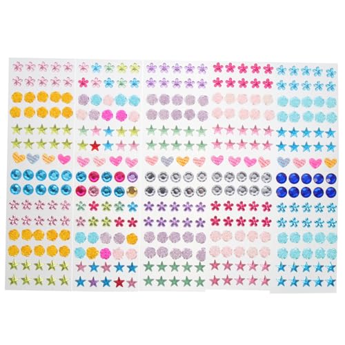Anneome 5 Blätter Selbstklebende Strasssteine Aufkleber Bunte Acryl Diamant Sticker Vielseitig Einsetzbar für Basteln Scrapbooks Handy Auto Deko Glänzend Farblich Sortiert von Anneome