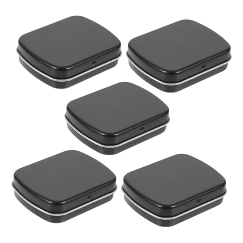 Anneome 5 Stück Kleine Snackbox aus Robustem Eisen Vielseitige Aufbewahrungsbox für Süßigkeiten Medikamente und Kleinteile Kompakt Tragbarer Organizer mit Klappdeckel Schwarz von Anneome