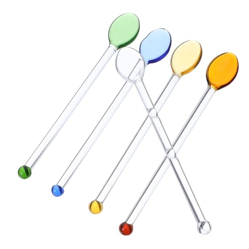Anneome 5 Stück Teiliges Klare Glasrührlöffel Hitzebeständige Lange Stiel Teelöffel zum Mixen von Kaffee Saft und Desserts Wiederverwendbar Stilvolles Design für Zuhause von Anneome