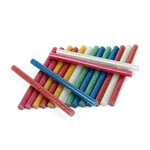 Anneome 50 Stück Glitzer Heißklebesticks Farben EVA Heißkleber Sticks Starke Klebkraft Schnell Trocknend Flexibel für Basteln DIY Reparaturen Geeignet für Holz Papier Glas Stoff von Anneome