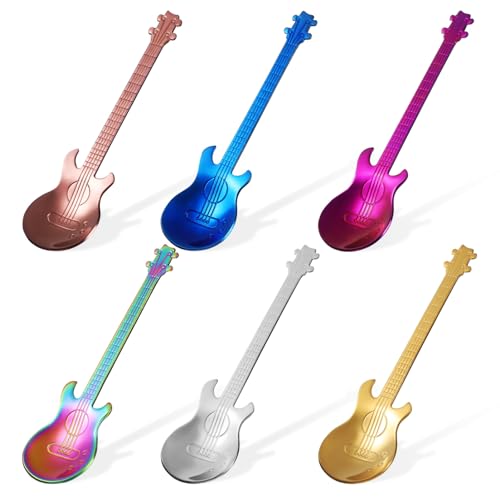 Anneome 6 Stück Gitarre Löffel aus Teiliges Bunten Farben Ergonomisches Design zum Rühren und Servieren von Speisen für Kreative Anlässe und Partys Anneome 6 Stück Gitarre Löffel aus Teiliges Bunten Farben Ergonomisches Design zum Rühren und Servieren von Speisen für Kreative Anlässe und Partys von Anneome