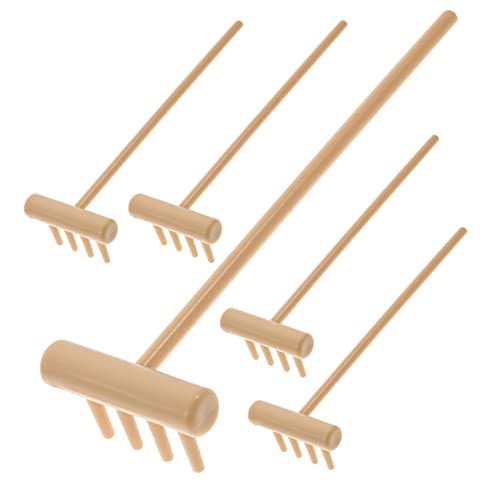 Anneome 6 Stück Sandrechen Mini-Rechen klein Sandkasten Landschaftsbau Rakes büroradio bürolocher tischdeko esstisch gartenzubehör Sandbox DIY Zen-Rechen Mikrorechen für Zen Plastik Yellow von Anneome