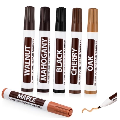 Anneome 6 Stück Teiliges Holz Möbel Reparatur Marker Ölige Touch Up Stifte zur Abdeckung von Kratzern und Abnutzungsspuren Schnelltrocknend Langlebig zur Restaurierung und Farbangleichung von Anneome