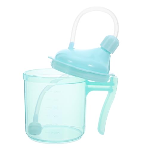 Anneome Älterer Tintenbecher am Bett am Bett Trinkbecher Flüssiger Lebensmittelbecher Auslaufsicherer Becher für ältere Menschen Krankenhausbecher mit Deckel und Strohhalm Kieselgel Grün von Anneome