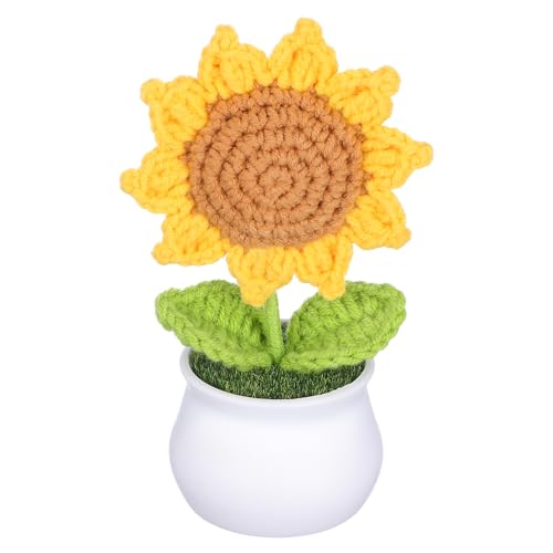 Anneome Häkel Sonnenblumen Topfpflanze Handgefertigte Deko für Auto Schreibtisch und Zuhause Kunstvolle Geschenkidee für Anneome Häkel Sonnenblumen Topfpflanze Handgefertigte Deko für Auto Schreibtisch und Zuhause Kunstvolle Geschenkidee für von Anneome