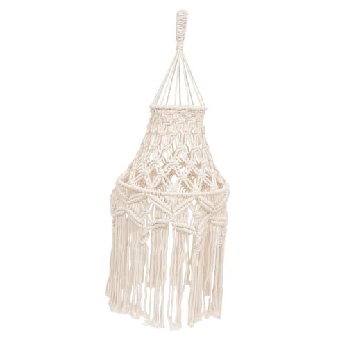 Anneome Handgefertigter Boho Pendelleuchten Lampenschirm aus Polyester Rustikal Gewebt mit Quasten Hängende Lampenabdeckung für Wohnzimmer Schlafzimmer und Balkon Dekoration von Anneome