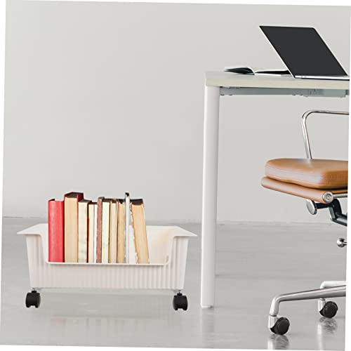 Anneome Mobiles Bücherregal aus Kunststoff mit Rädern Mittelgroße Aufbewahrungsbox für Bücher Praktischer Schreibtisch Organizer für Studentenwohnheim und Schlafzimmer Leicht zu Bewegen von Anneome