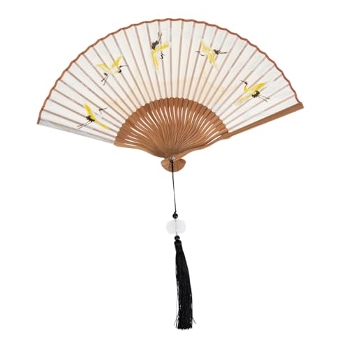 Anneome Retro Stil Seidenfächer Faltbarer Handfächer Chinesischer Fächer mit Bambusrahmen Leicht und Tragbar Wanddekoration und Kostümaccessoire für Frauen und Mädchen von Anneome