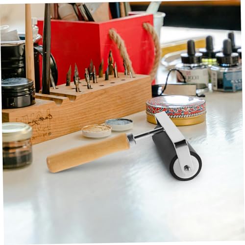 Anneome Rubber Roller mit Ergonomischem Holzgriff Gummi Farbroller für Klare Drucke Langlebig und Wiederverwendbar für Kunsthandwerk Stempel Linoldruck und Malprojekte von Anneome