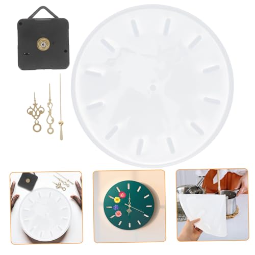 Anneome Silikonform DIY Uhr Basteln Runde Epoxidharz Form Flexibel Geruchlos Langlebig Mit Uhrwerk und Goldene Zeiger Einfach zu Montieren Uhr Reparatur und Kreative Dekoration von Anneome