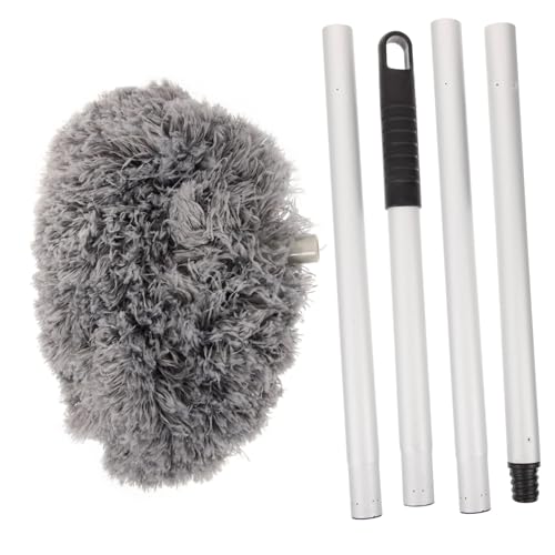 Anneome Staubwedel mit Abnehmbarem Aluminium teleskopstiel Langfaseriger Staubpinsel für Decke Deckenventilator Möbel und Spinnweben Flexibler Duster zur Gründlichen Staubentfernung von Anneome