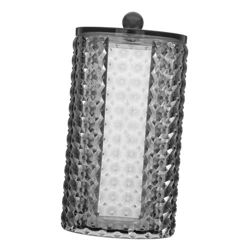 Anneome Transparent Schwarzer Wattepad-Organizer mit Deckel Diamantstrukturierte Aufbewahrungsbox für Wattepads und Wattestäbchen Kompakt Langlebig Staubdicht für Badezimmer und von Anneome