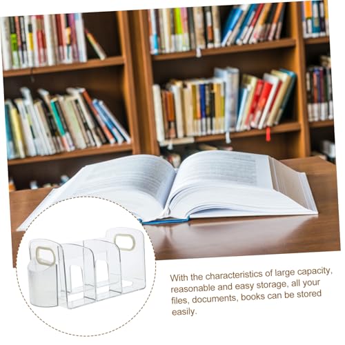 Anneome Transparenter Desktop Bücherständer mit Fächern und Stifthalter Robuster Dokumentenorganizer Praktisches Aufbewahrungsregal für Büro Schule und Zuhause Langlebiges Anneome Transparenter Desktop Bücherständer mit Fächern und Stifthalter Robuster Dokumentenorganizer Praktisches Aufbewahrungsregal für Büro Schule und Zuhause Langlebiges von Anneome