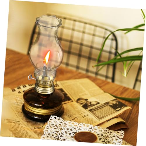 Anneome Vintage Öllampe mit Glas Lampenschirm und Retro Docht Einfach Installierbar Vielseitig für Wohnzimmer Schlafzimmer und Camping Klassischer Lampenschirm Ersatz für Zufällige Farbe von Anneome