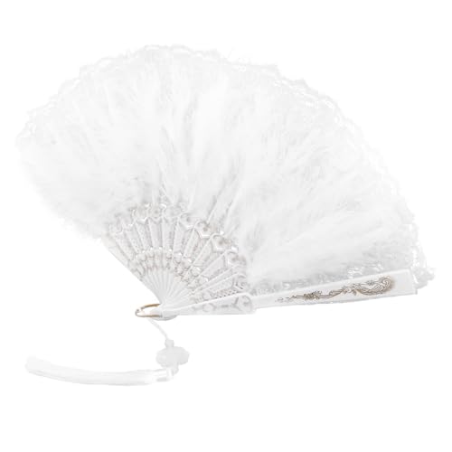 Anneome Vintage Plume Handfächer mit Spitze und robust Eleganter Federfächer für Damen Geeignet für Festivals Partys Tanzshows und Cosplay Anneome Vintage Plume Handfächer mit Spitze und robust Eleganter Federfächer für Damen Geeignet für Festivals Partys Tanzshows und Cosplay von Anneome