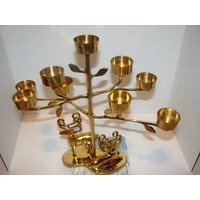Vintage Messing Rentier Hirschgeweih Kerze Halter 9 Punkt Kandelaber Basis Indien von AnnesHobbies