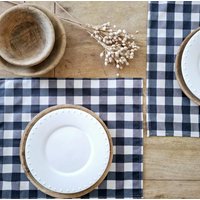 Set Aus Tischsets Beschichteter Baumwolle. Blau-Weißer Gingham von AnnetteetJeanne