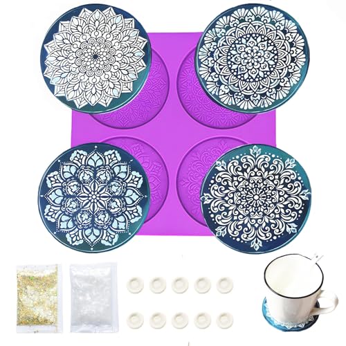 Annewbin Mandala Silikonform Untersetzer,Silikonform Untersetzer Epoxidharz Formen Silikon Untersetzer orbicular,DIY Untersetzer Silikonformen Epoxidharz,Resin silikonform Coaster (A) von Annewbin