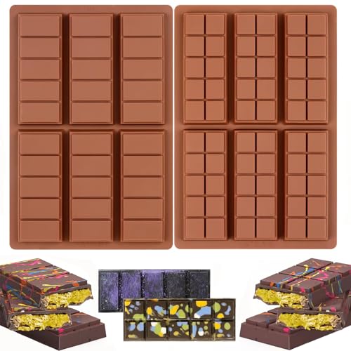 Schokoladenform Silikon tief, Silikonform Schokolade für Antihaftbeschichtung,silikonform schokoladentafel mit 6 Tafeln selber machen set,Dubai schokolade form (2er-Set) von Annewbin