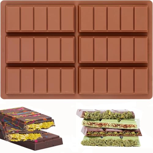 Schokoladenform,Silikonform Schokolade für Antihaftbeschichtung, DIY Schokoladentafel form,BPA-frei Schokoladenform dubai schokolade mit 6 Tafeln,Schokolade Silikon selber machen set(2) von Annewbin