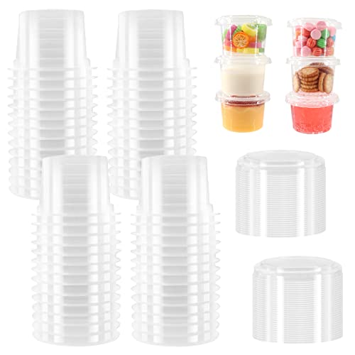 Annhao 60 Stück Kunststoffbehälter mit Deckel 100 ml, luftdichte Behälter für Lebensmittel, Kunststoffbehälter, Sauce, Gewürze, Cremes, Zutaten, Snacks (transparent) von Annhao