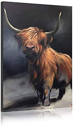 Annick Goutal Hochlandvieh Leinwand Wandkunst Moderne Graffiti Drucke Ölgemälde Bild Auf Leinwand Kuh Kunstwerk Für Wohnkultur Rahmenlose (80 x 120 cm) von Annick Goutal