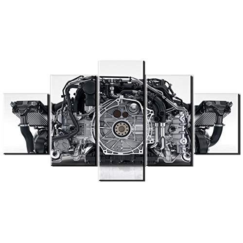 Annick Goutal Porsche 911 Motor 5 Stücke Drucke auf Leinwand Gemälde Kunstwerk Moderne Bilder Wandkunst für Küche Home Dekorationen (Mit Rahmen,75 x 150 cm) von Annick Goutal