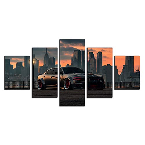 Five-Seller 5 Panels Retro Und Moderne Dodge Charger Muskel Sportwagen Poster Leinwand Malerei Wandkunst Bilddrucke Für Wohnzimmer Wohnkultur (3,50x100 cm(ohne Rahmen)) von Annick Goutal