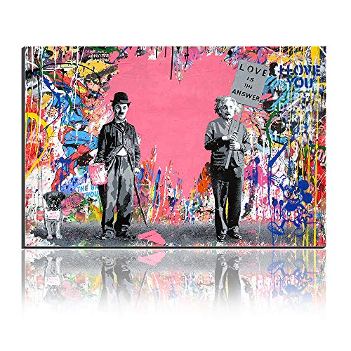 Five-Seller Graffiti Chaplin Und Einstein Leinwand Ölgemälde Wand Kunstdruck Auf Leinwand Abstrakt Herz Hintergrund Kunstwerk Wanddekoration (40 x 60 cm) von Annick Goutal