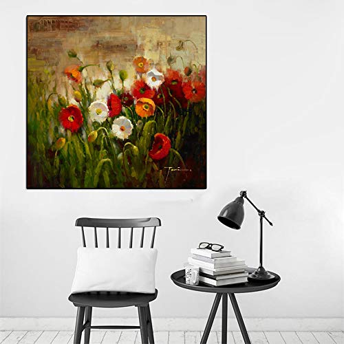 Annick Goutal Impressionistische Blumen Leinwand Gemälde Plakat Und Druck Wandkunst Moderner Minimalismus Wandbild Für Badezimmer Zimmereinrichtung (Mit Rahmen,60 x 60 cm) von Annick Goutal