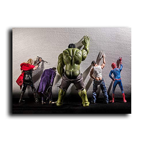 Lustige Superhelden Ölgemälde Auf Leinwandplakaten Und Druckt Wandkunstbilder Für Wohnzimmer (1,40 x 60 cm(Kein Rahmen)) von Annick Goutal