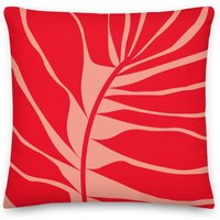 Rotes Blatt Und Pfirsich Kissen von AnnieMcCDesigns