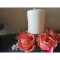 Korallenroter Kerzenring Mit Meerschaumblättern - 3"Öffnung von AnniesCandlesandMore