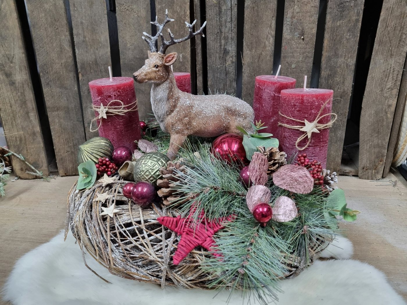 Annimuck Adventskranz Adventskranz D40 cm Rustic Red Deer haltbar handmade Annimuck Adventskranz Adventskranz D40 cm Rustic Red Deer haltbar handmade von Annimuck