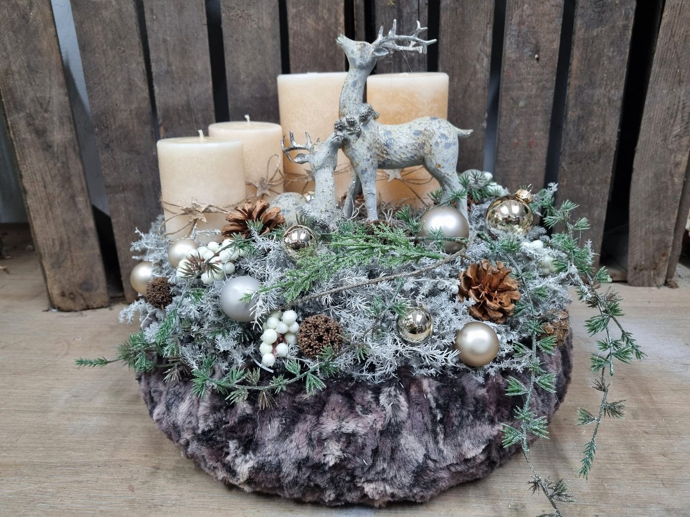 Annimuck Adventskranz Adventskranz Hirsche Vintage D40 cm Doppelkranz creme grau Annimuck Adventskranz Adventskranz Hirsche Vintage D40 cm Doppelkranz creme grau von Annimuck