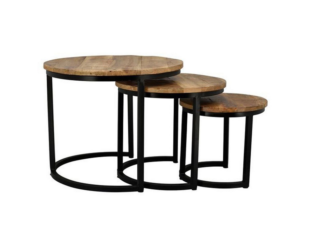 Annimuck Beistelltisch Tisch Set Puri Beistelltische 3 Stück Holz Metall schwarz natur (3-St) von Annimuck