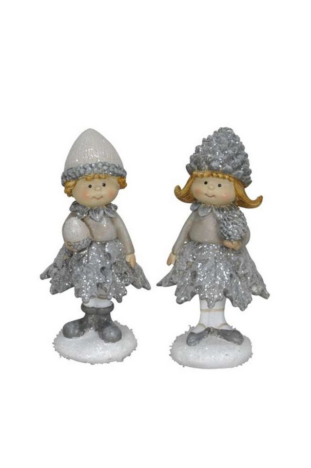 Annimuck Dekofigur Posiwio Winterkinder H13cm grau creme beglitzert (2 St) von Annimuck