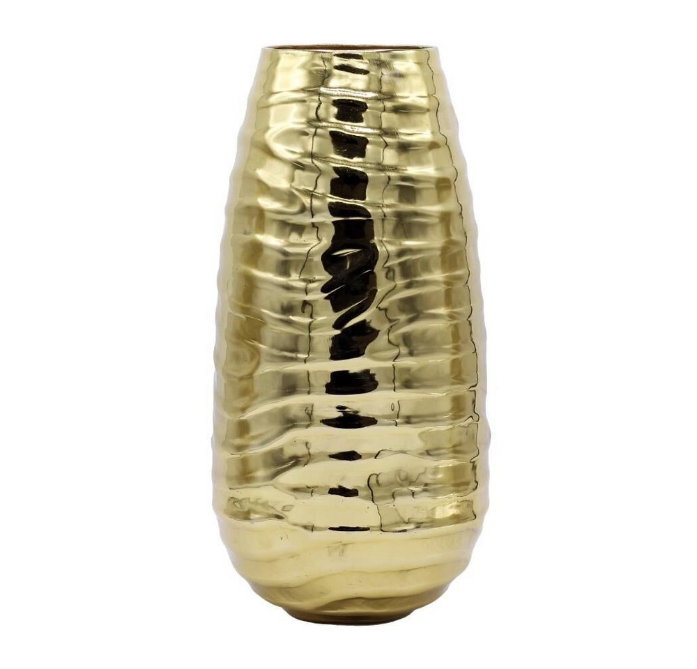 Annimuck Dekovase Metall Vase Peru Dekovase Wellenmuster H35 cm gold (1 St) von Annimuck