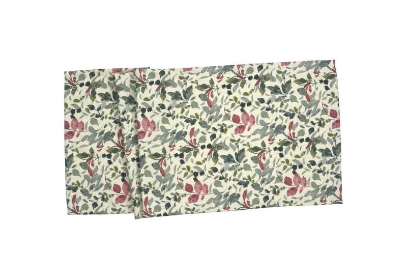 Annimuck Tischläufer Sander Herbst Mitteldecke Avila in aqua mit Blättern 90x90 cm (1-tlg) von Annimuck
