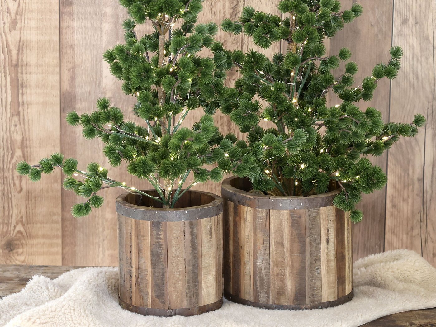 Annimuck Übertopf Chic Antique Grimaud Übertopf Set Holz Kübel massiv D26 + 20 cm (2 St) von Annimuck