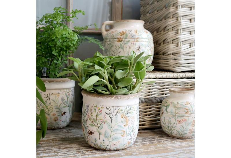 Annimuck Übertopf Chic Antique Maxime Übertopf mit Blumenmuster H14/D14,5 cm creme (1 St) von Annimuck