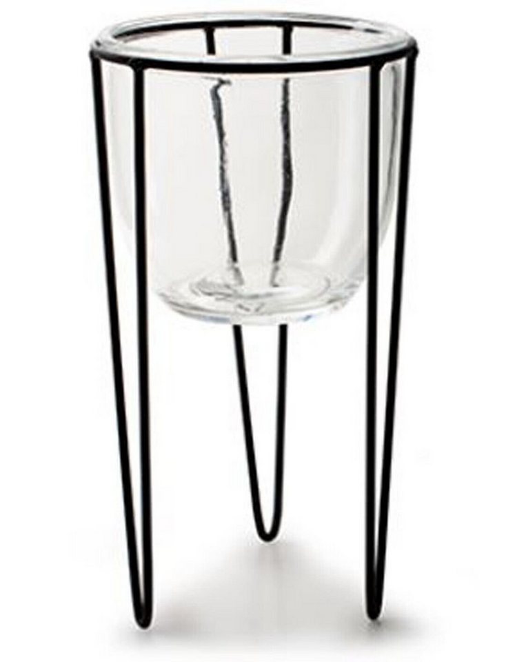 Annimuck Windlicht Timon Windlicht Vase Glaseinsatz Metallständer schwarz H20 cm von Annimuck