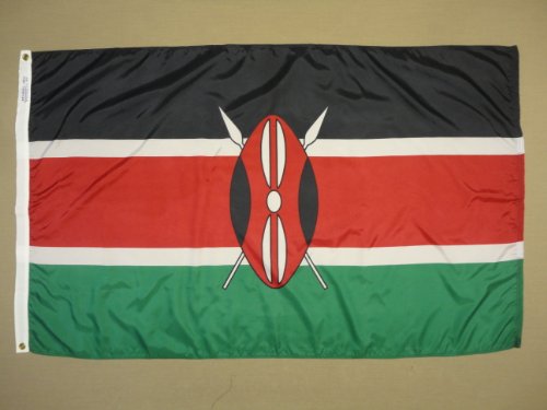 Annin Flagmakers Kenia-Hofflagge USA, hergestellt nach offiziellen Designspezifikationen der Vereinten Nationen, 1,5 x 2,4 m (Modell 194455) von Annin Flagmakers